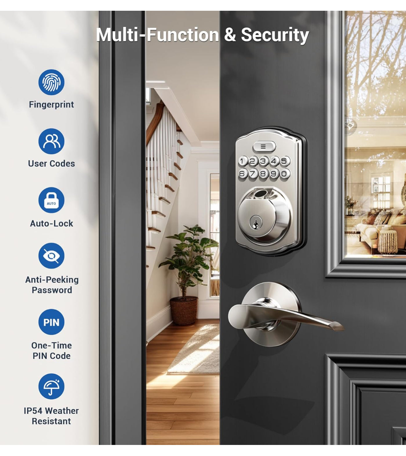 Retail $130 Fingerprint Door Lock w/ Handles