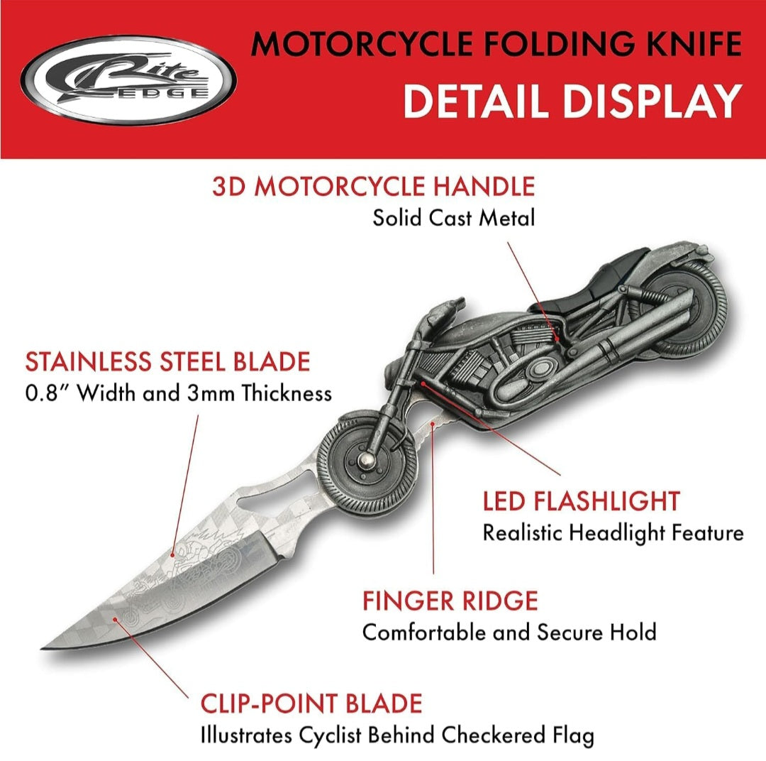4.75in Motorcycle Folding Knife With Led Light