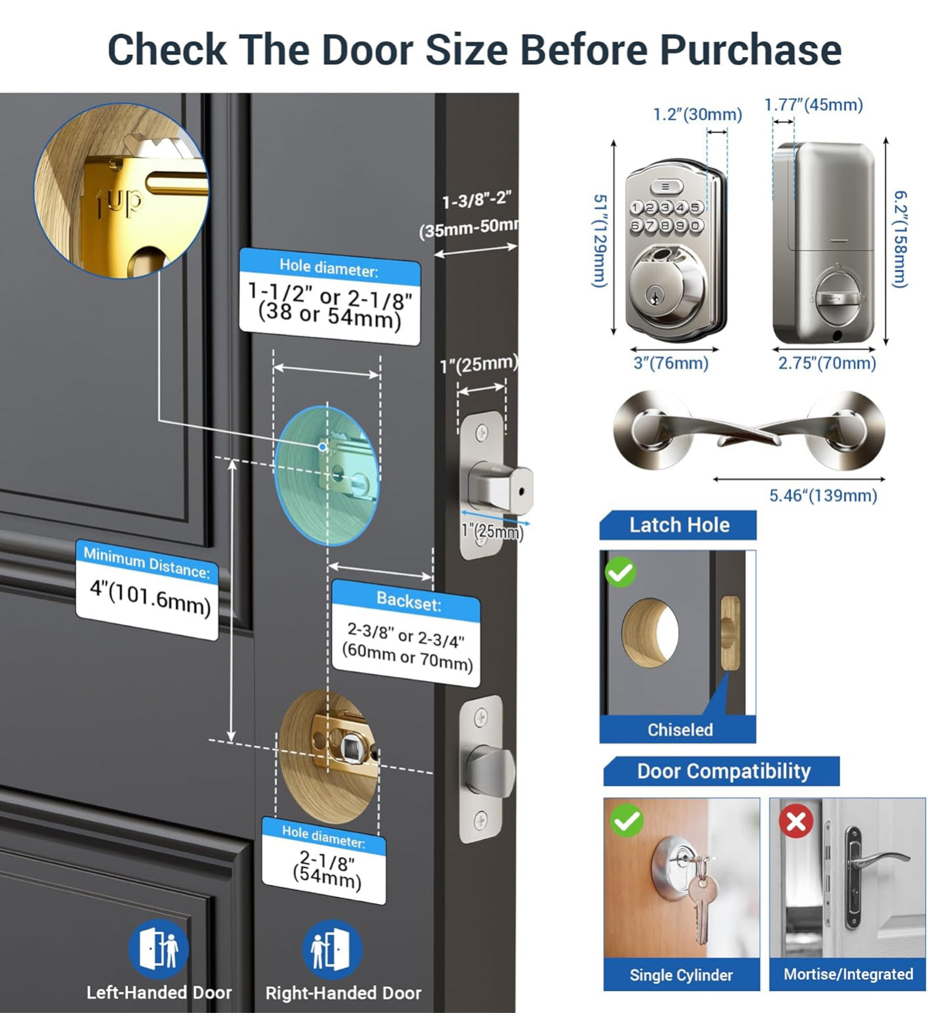 Retail $130 Fingerprint Door Lock w/ Handles