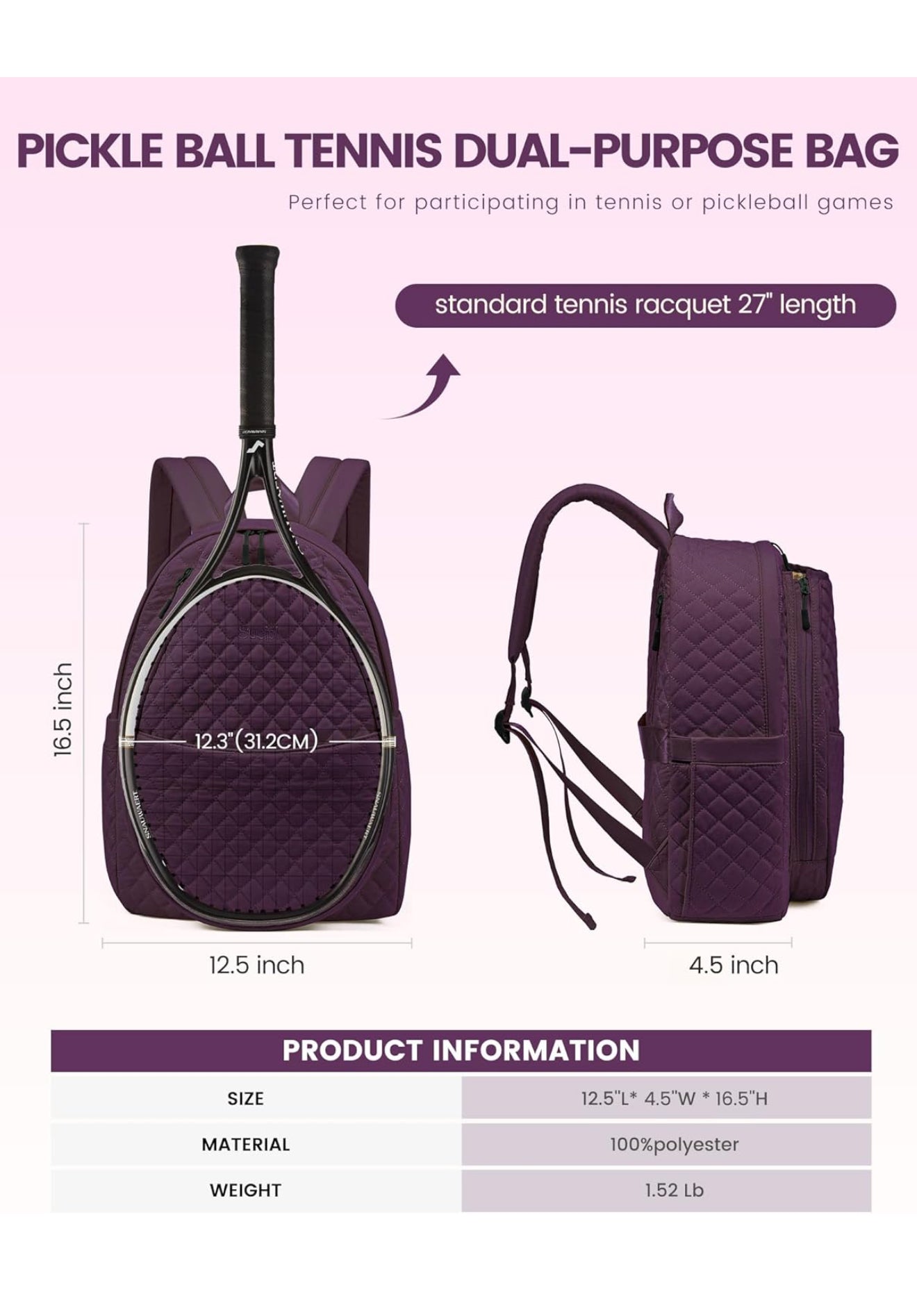 Retail $43 Tennis/Pickleball Backpack