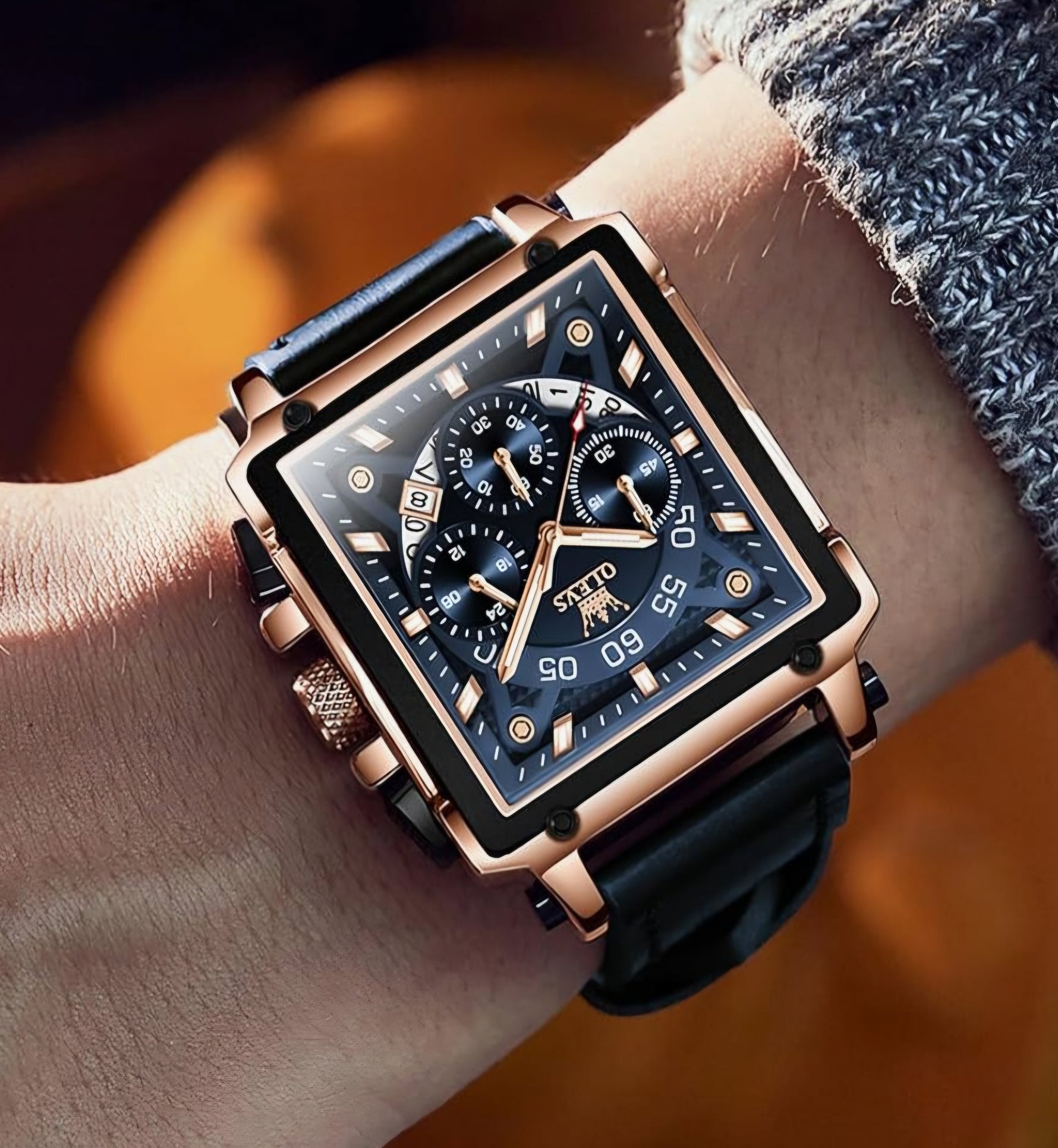 Square Mans Olves Watch