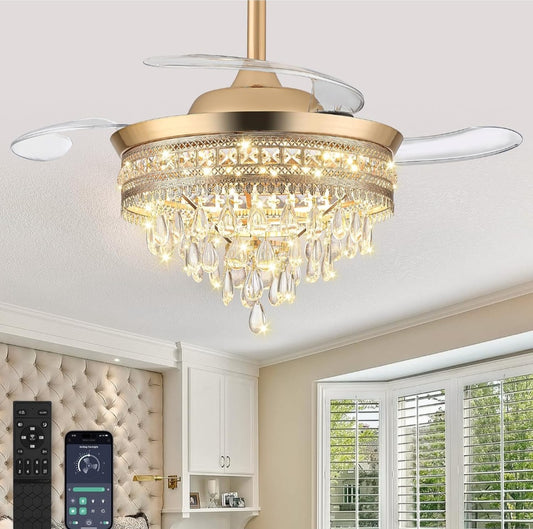 Retail $160 Chandelier / Ceiling Fan combo in Rose Gold