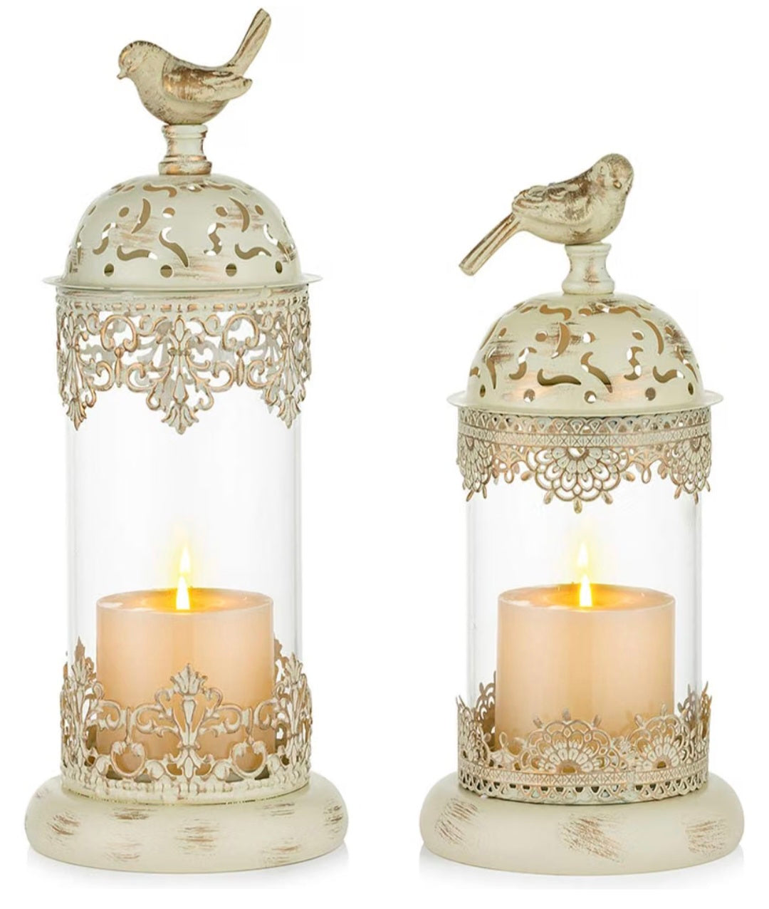 Retail $50 2pk Vintage Pillar Candle Holders