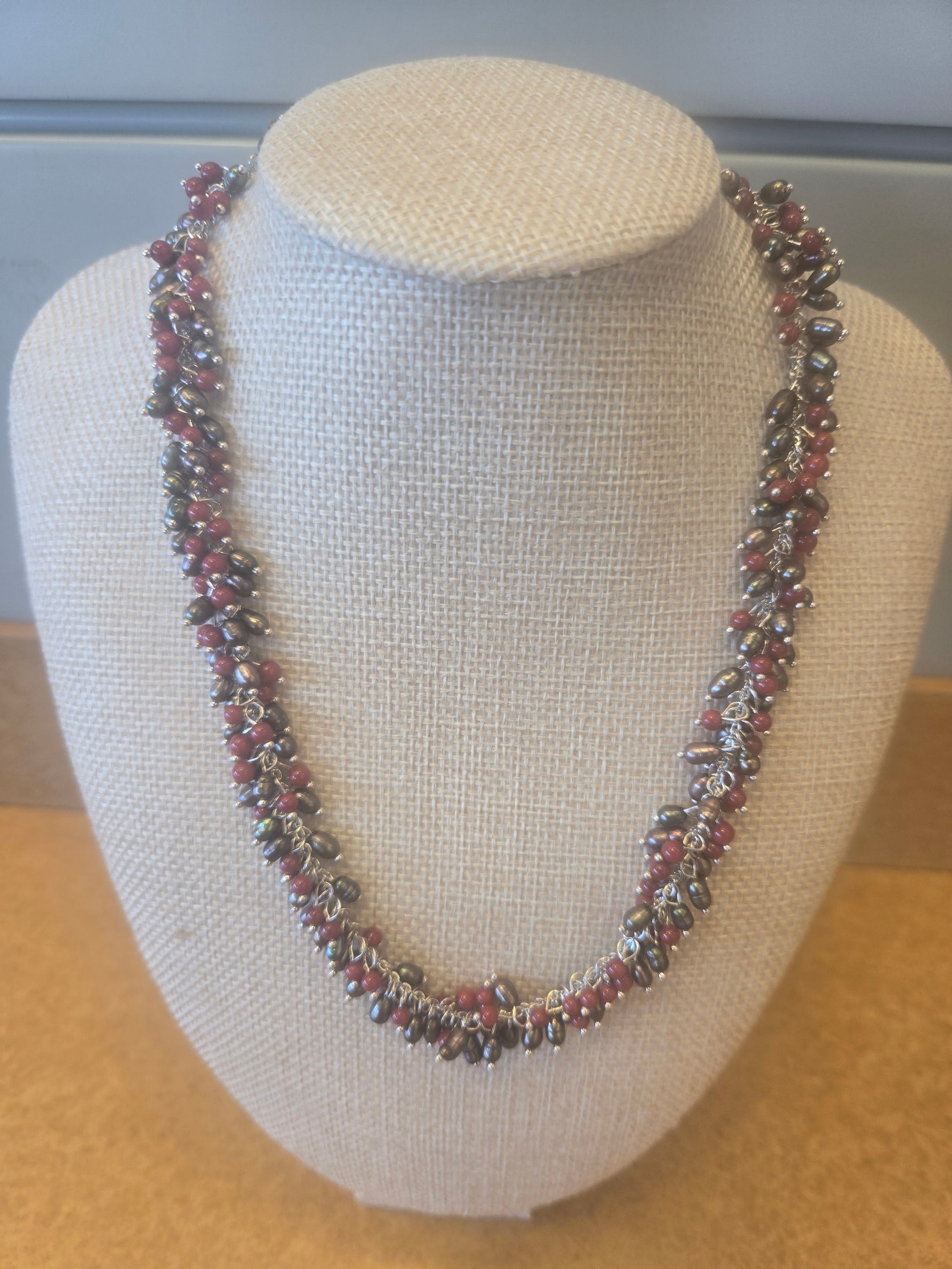 Red/ Grey Pearl Necklace