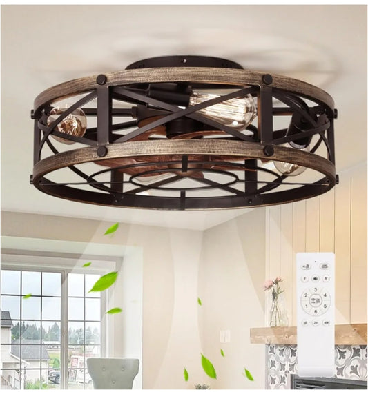 Retail $120 Fushmount Cage Ceiling Fan