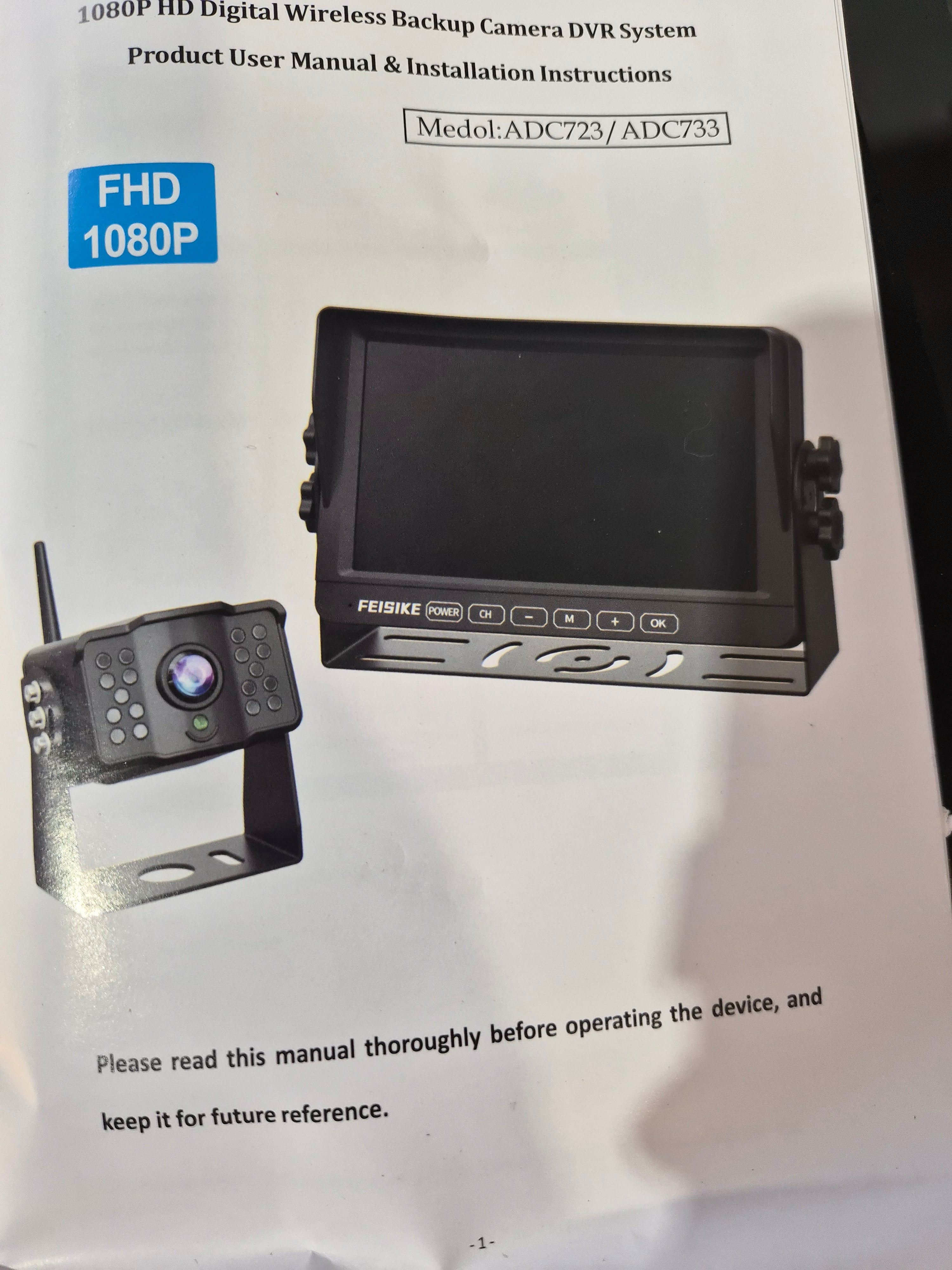 Retail $100 Feisike Modle ADC723 Backup Camera