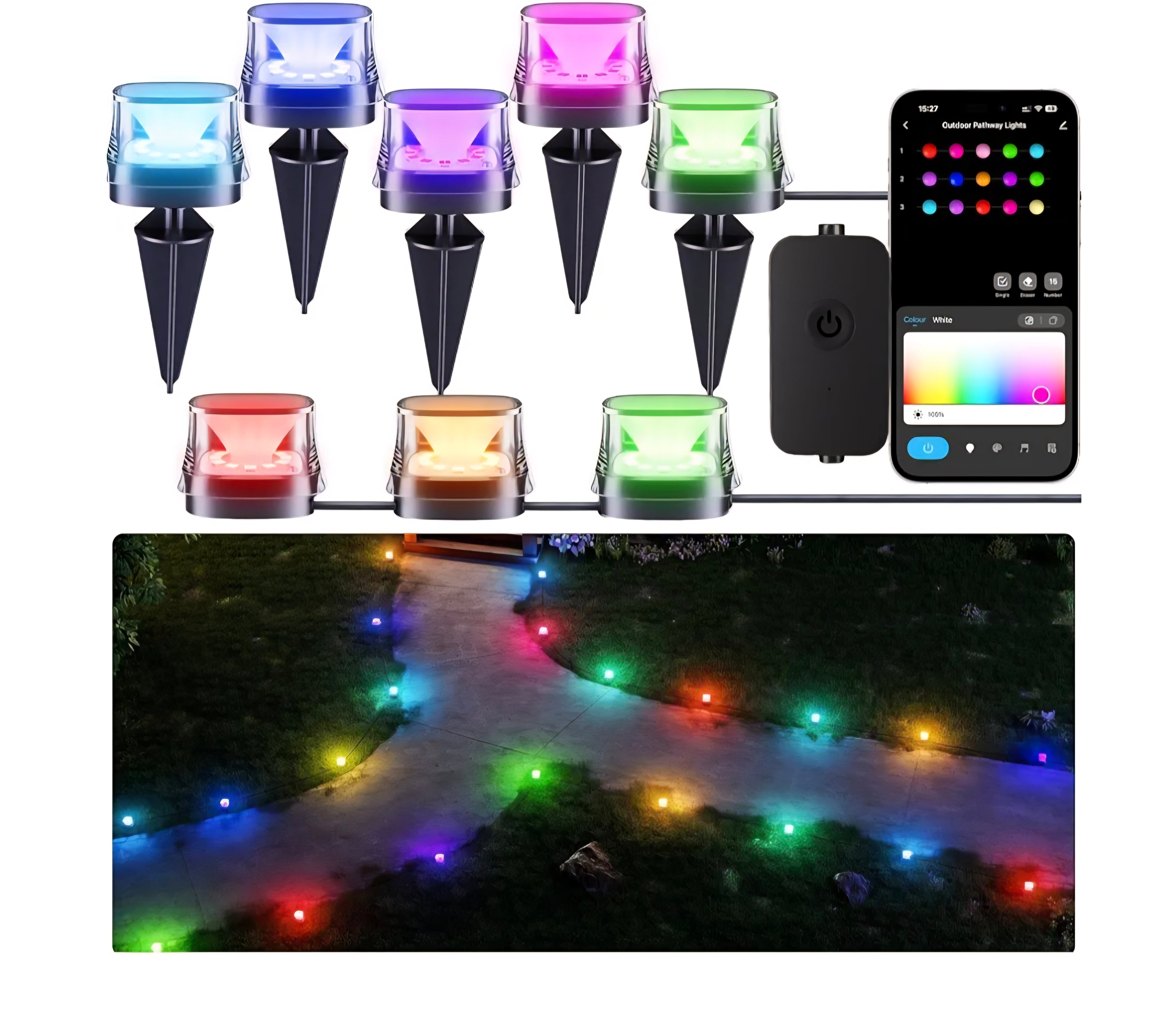 Retail $70 DeckTok Outdoor Ground Lights 50ft 15lights