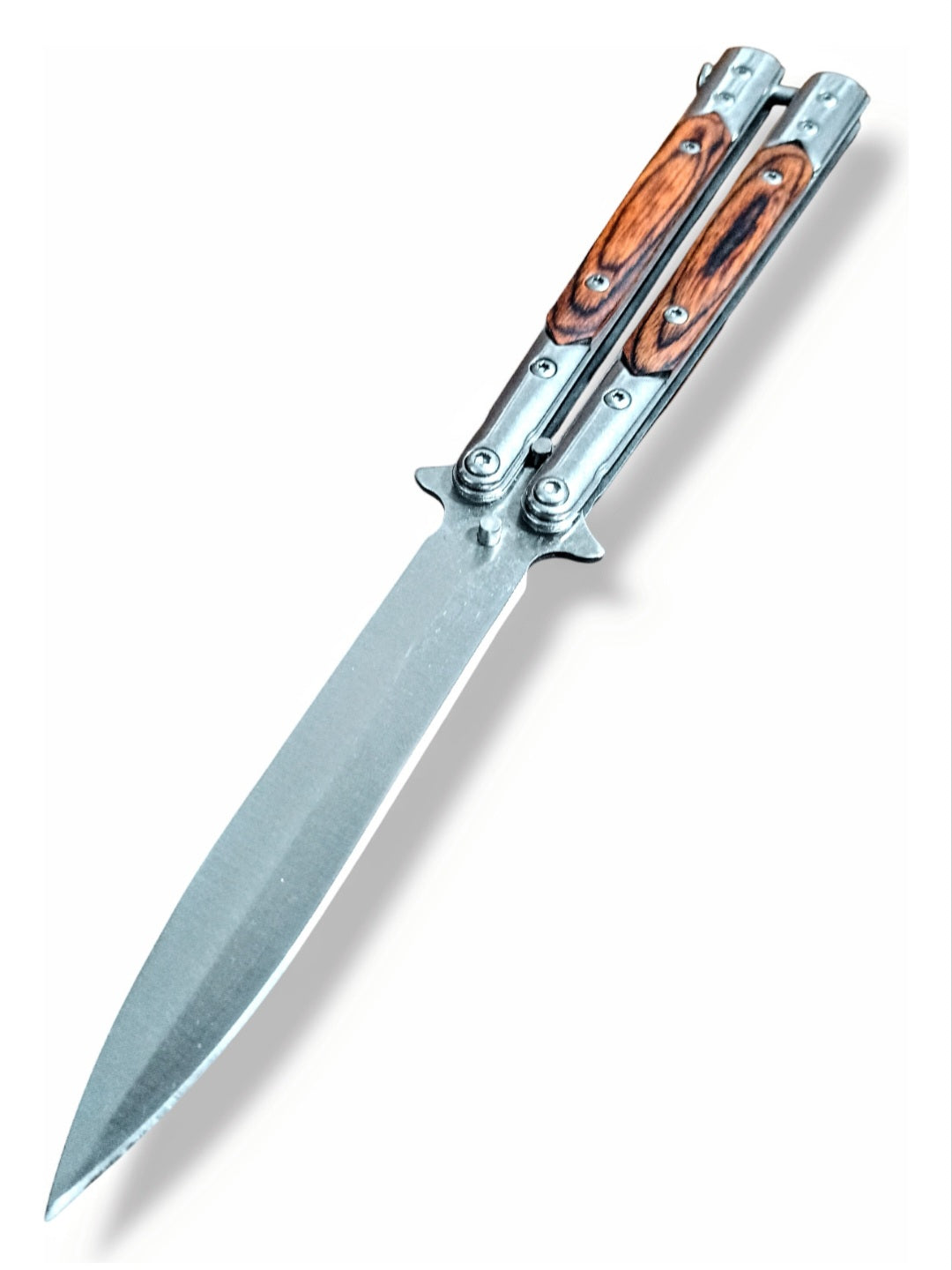 Tactical Butterfly Knife Woodgrain Handle
